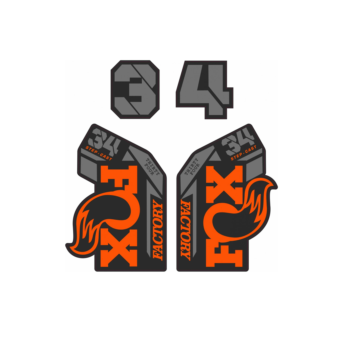 Fxpt Decal Kit 34 Sc F-S Org/Blk Logo S-Blk Fork 2021