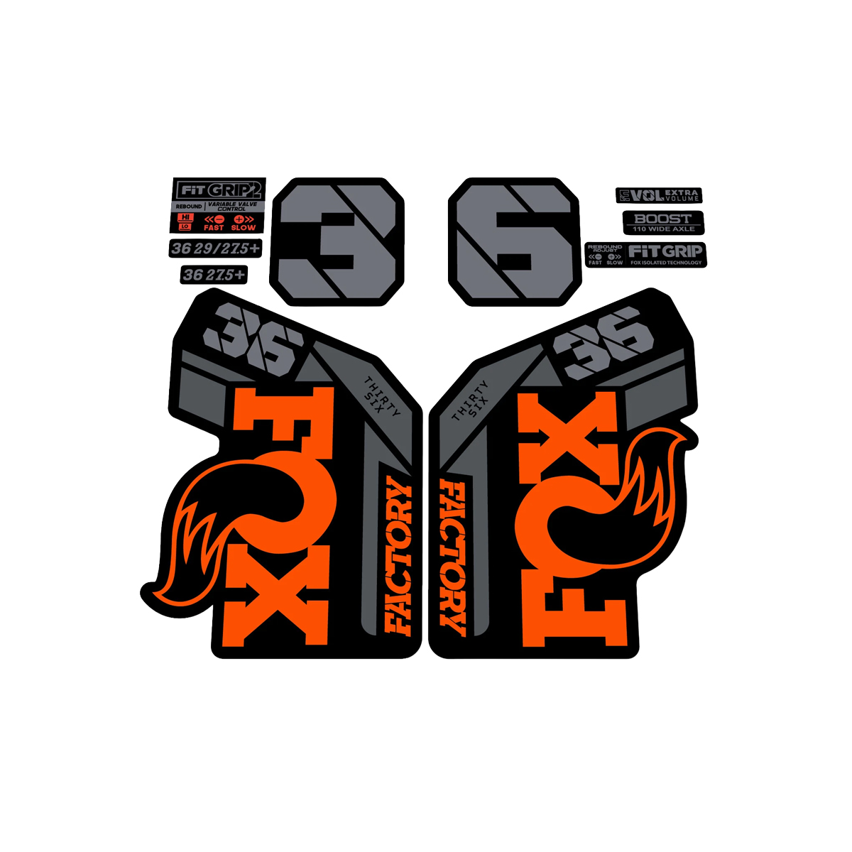 Fxpt Decal Kit 36 F-S Org Logo S-Blk Fork